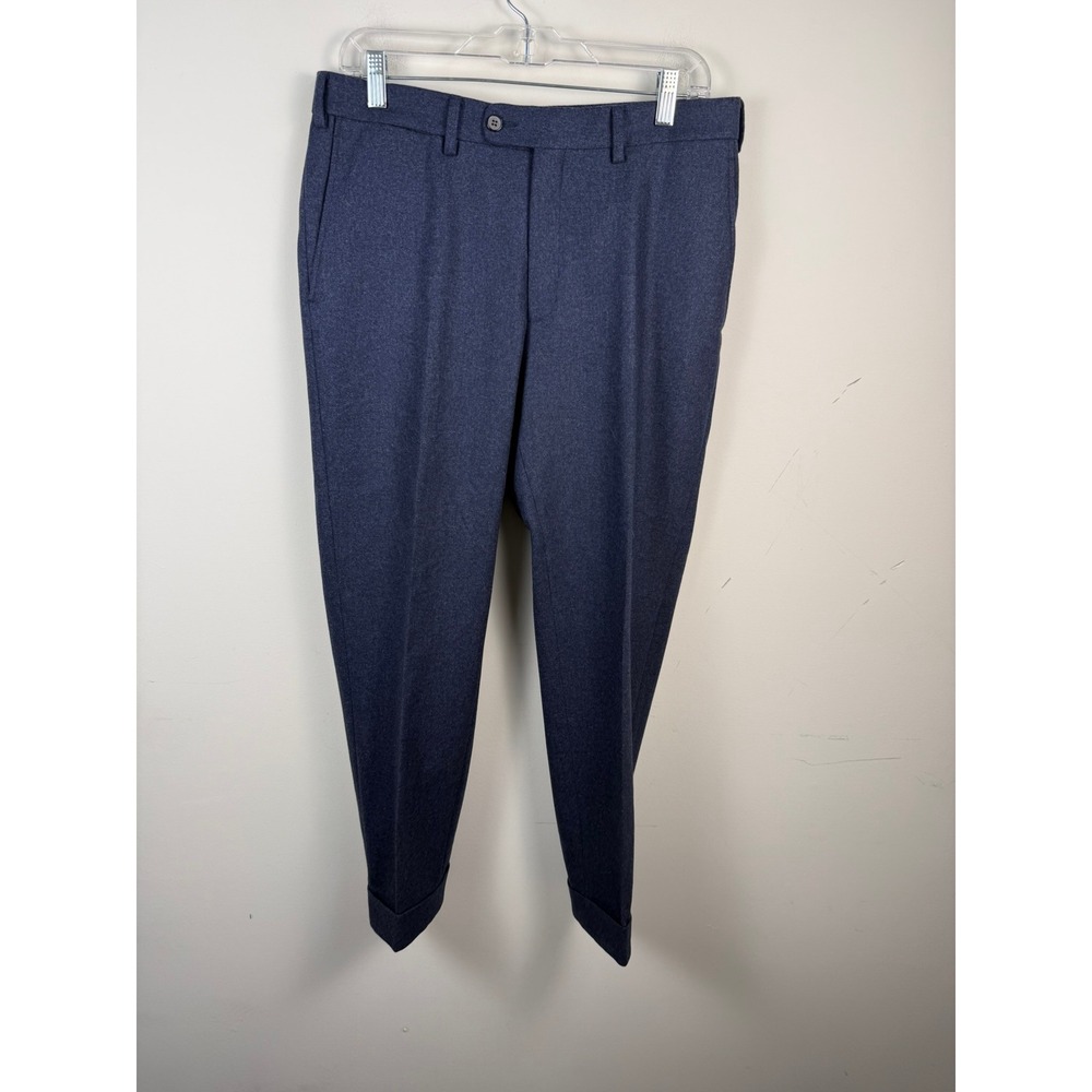 Suitsupply Soho Blue Wool Flannel Trousers Vitale Barberis Canonico 32R 48